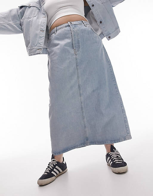 

Белая джинсовая юбка миди Topshop