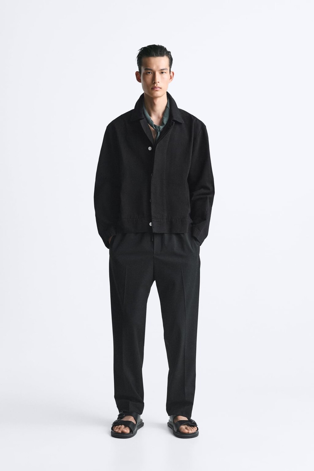 

Брюки comfort fit jogger waist ZARA, черный