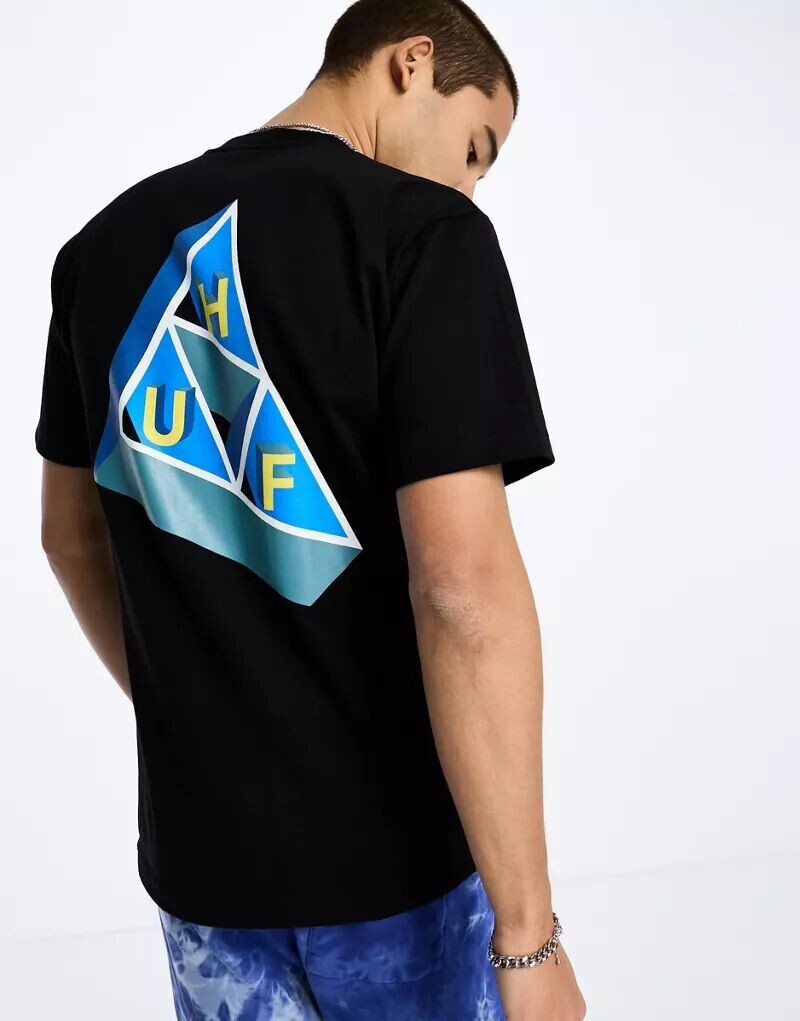 

HUF – Based Triple Triangle – футболка черного цвета с принтом на груди и спине