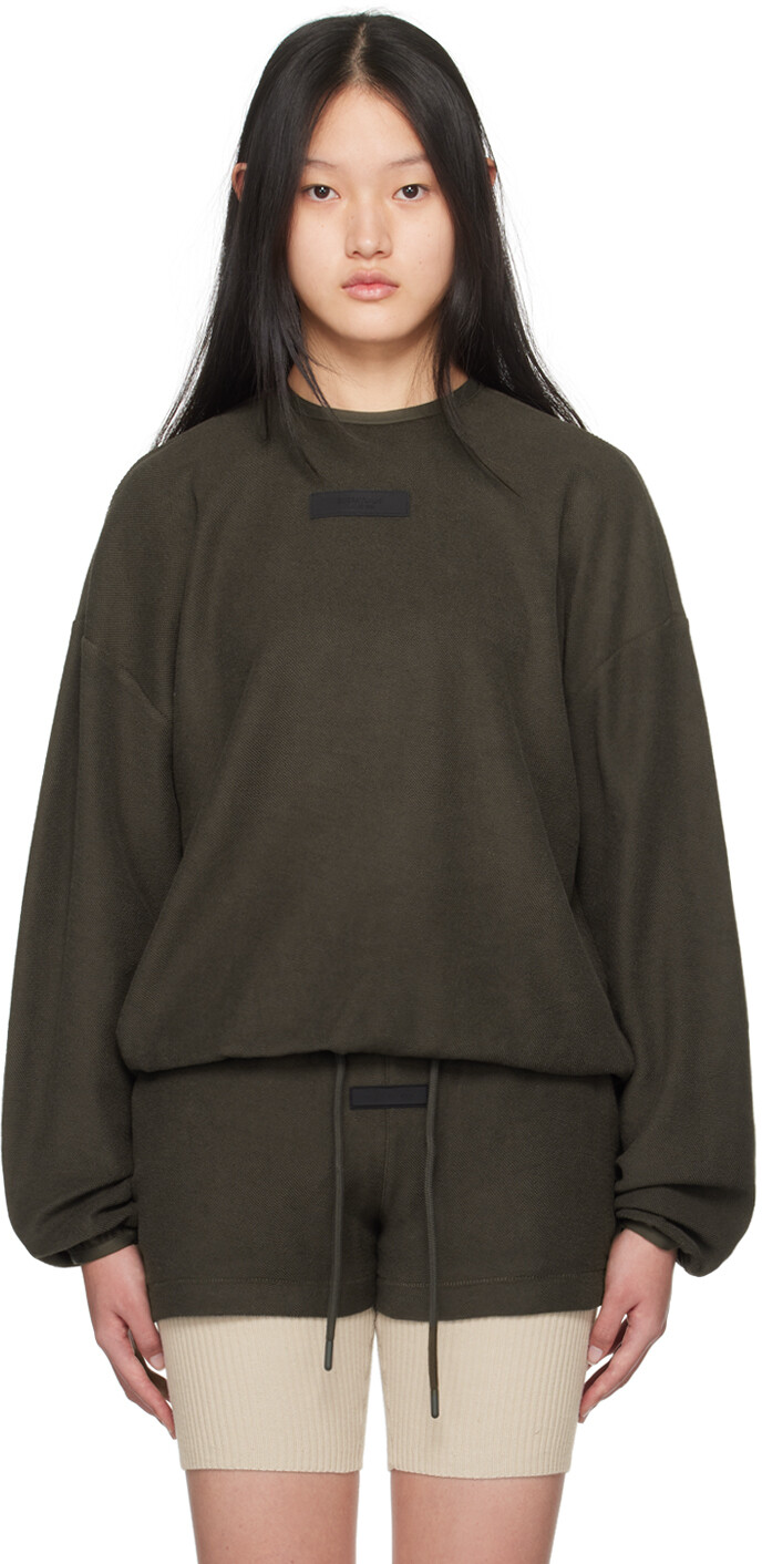 

Серый свитшот с круглым вырезом Fear Of God Essentials, цвет Ink