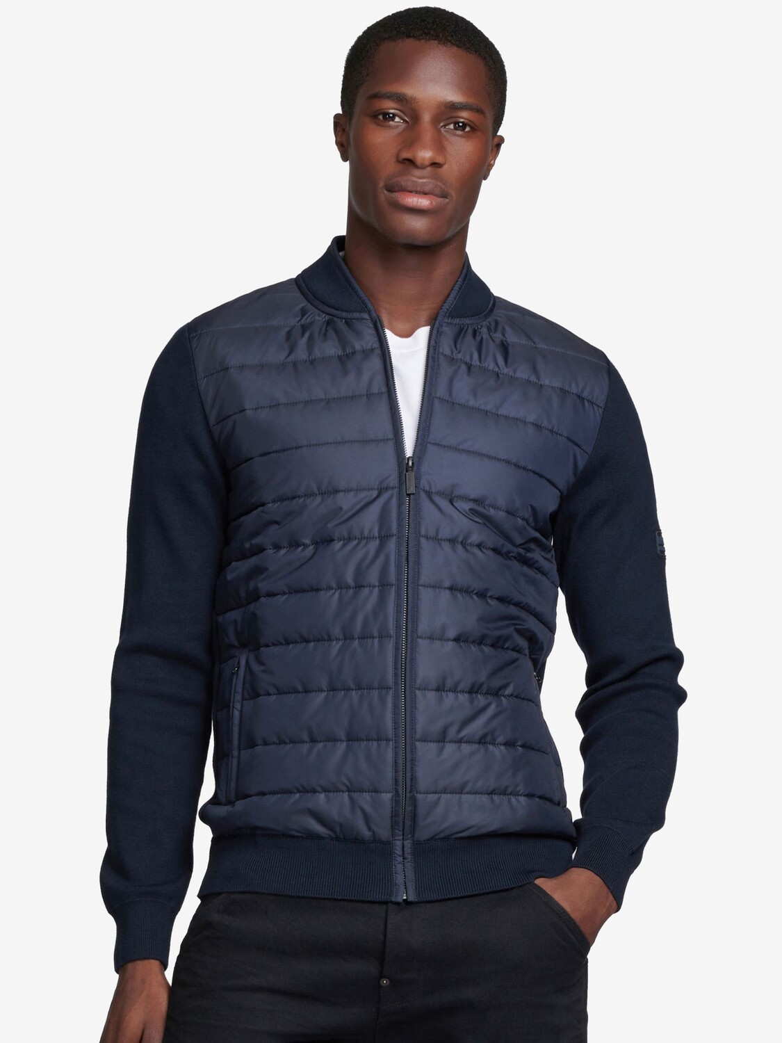 

Джемпер-бомбер на молнии Barbour International, темно-синий