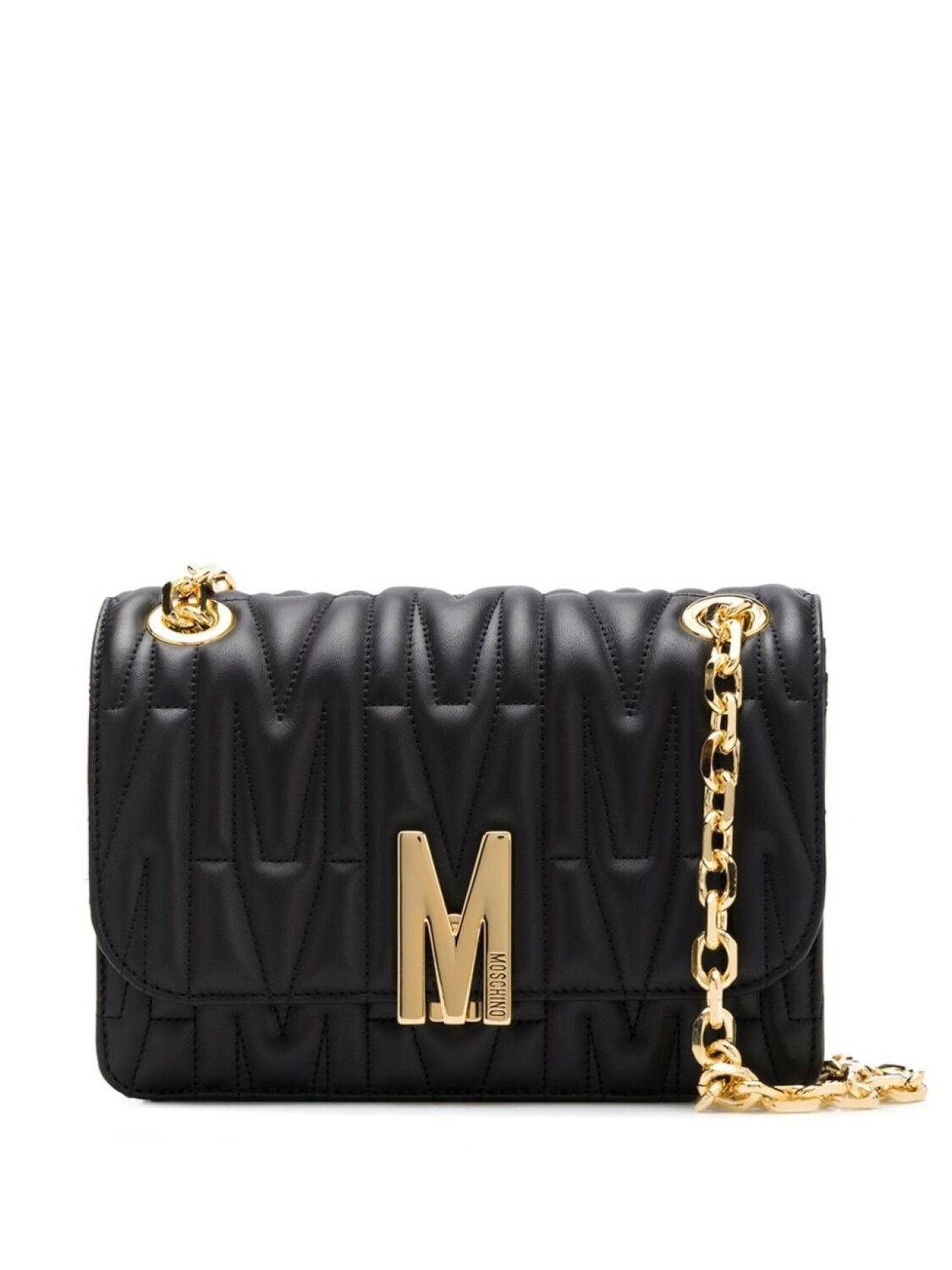 

Moschino стеганая сумка через плечо с узором, черный