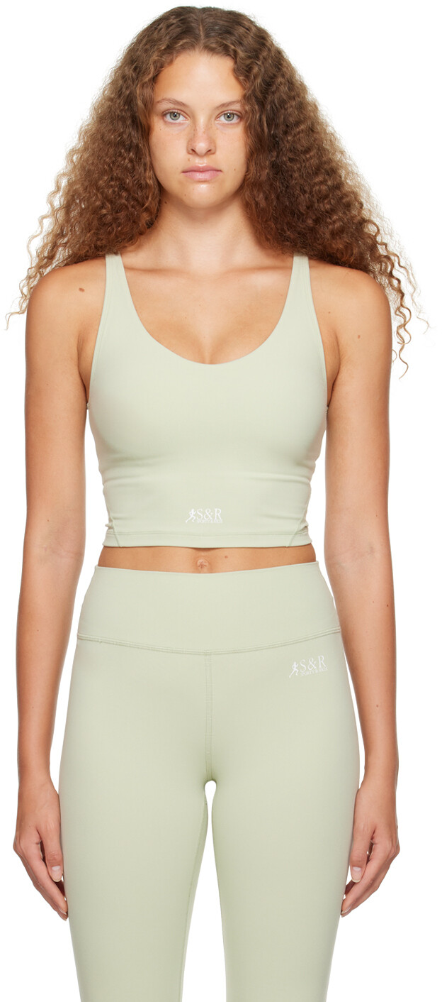 

Sporty & Rich Эксклюзивный зеленый спортивный бюстгальтер SSENSE