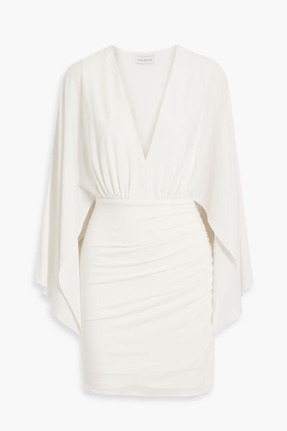 

Платье мини Oaklyn из эластичного джерси со сборками Halston, цвет Off-white