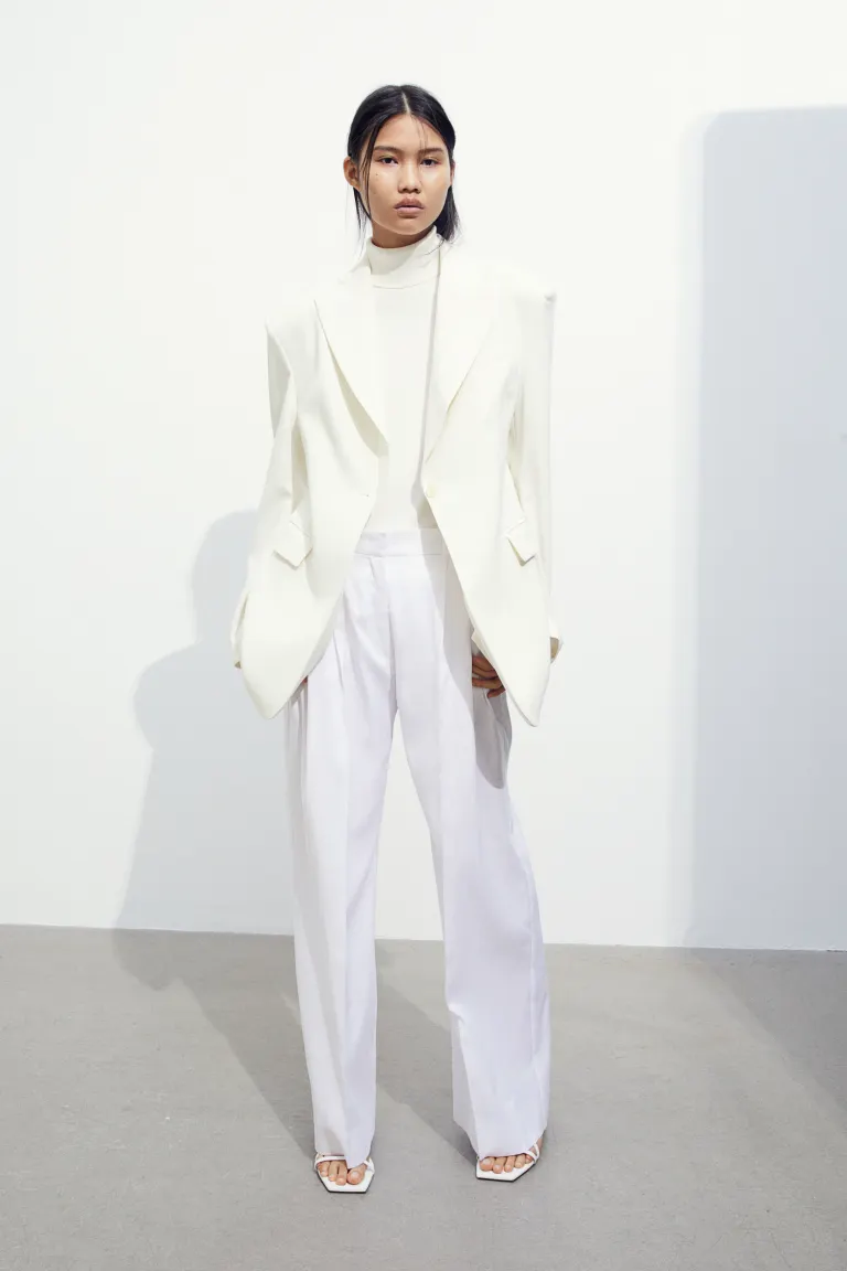 Свитер с воротником-поло H&M, белый блуза с воротником поло h