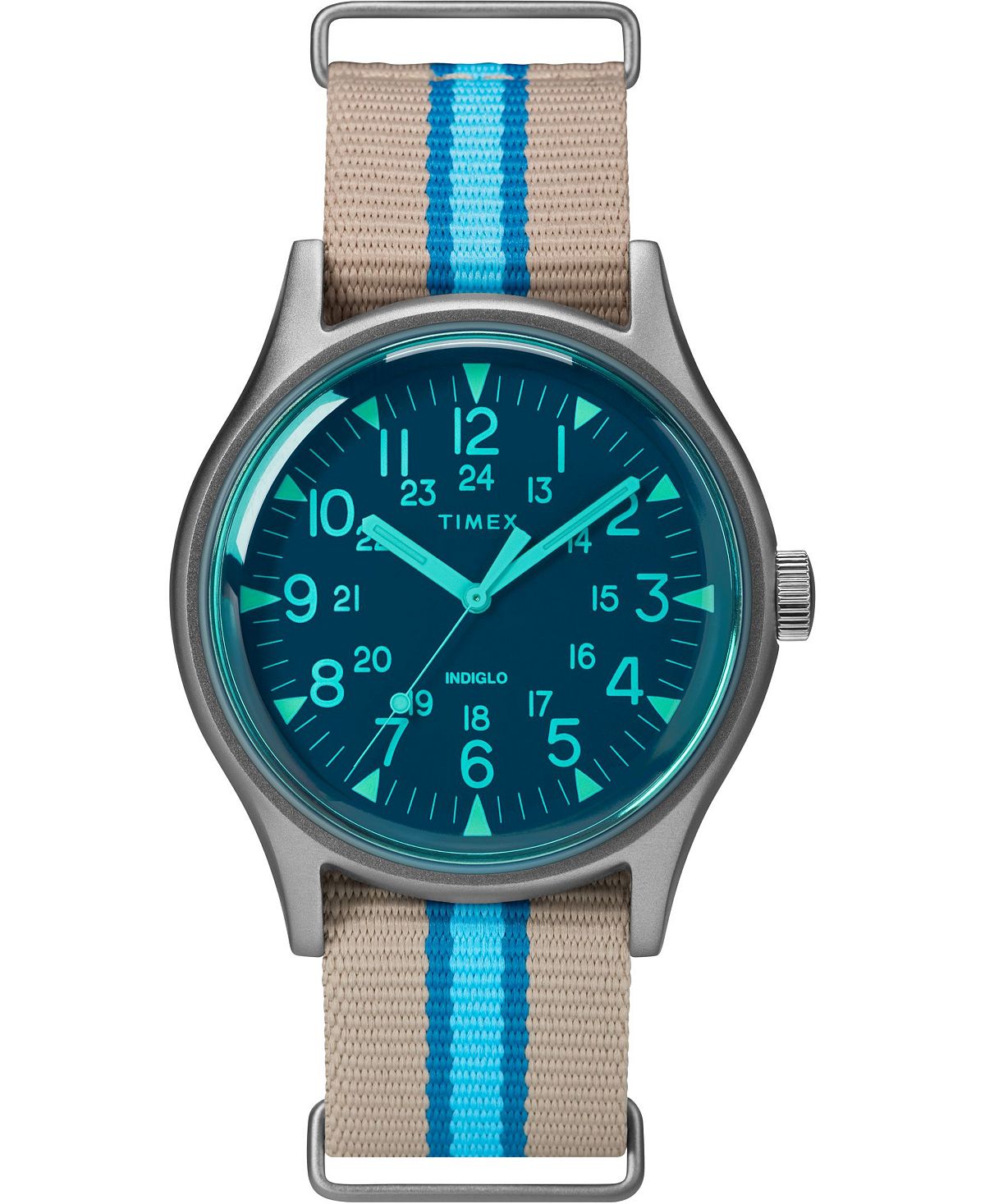 цена Часы Timex MK1 из алюминия Калифорния, 40 мм, коричневого цвета с тканевым ремешком с синей полосой Timex Boutique