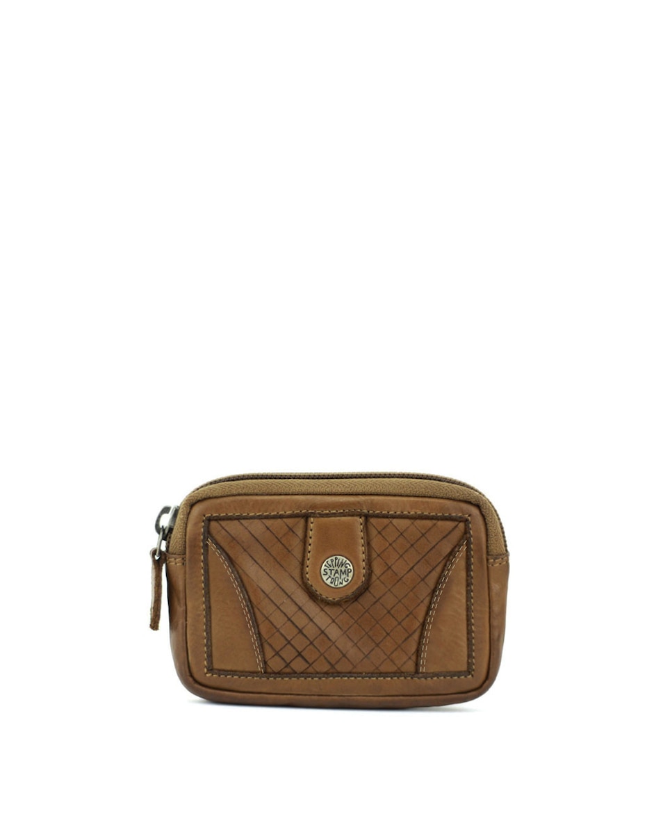 Женская сумочка из стираной кожи серо-коричневого цвета Stamp