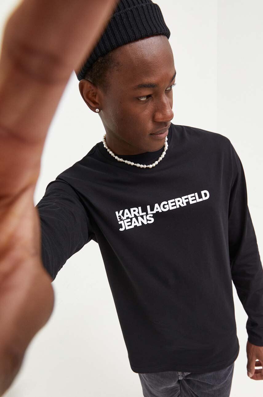 

Хлопковый топ с длинными рукавами Karl Lagerfeld Jeans, черный