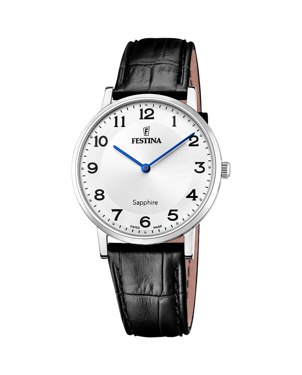 F20012/5 Мужские часы из черной кожи Swiss Made Festina, черный