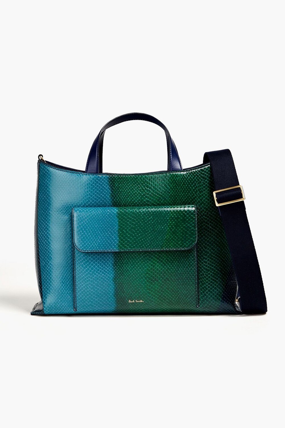 

Кожаная сумка-тоут со змеиным принтом PAUL SMITH, бирюзовый