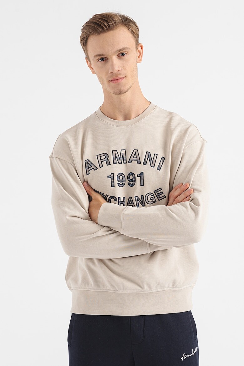 

Толстовка с овальным вырезом и заниженными рукавами Armani Exchange, бежевый