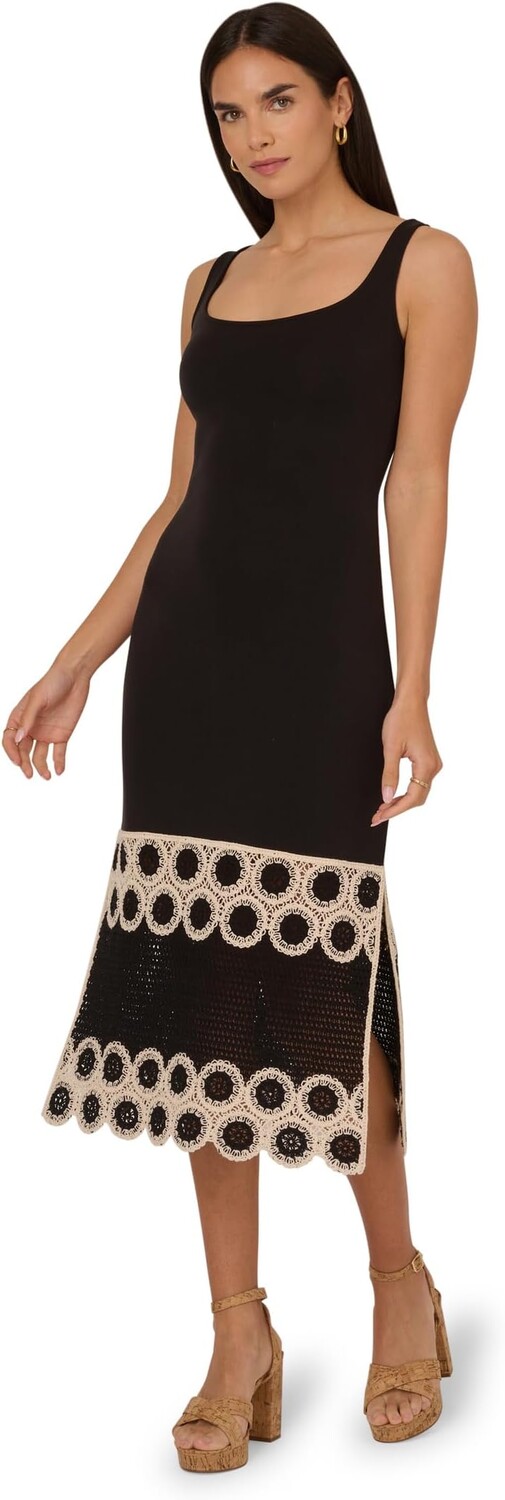 

Платье Adrianna Papell Crochet Sheath Midi Dress, цвет Black/Ecru