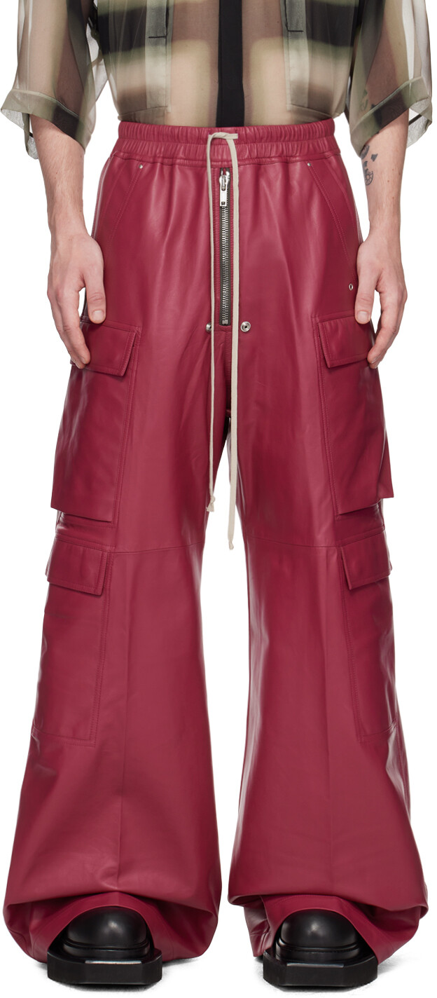 

Розовые кожаные брюки Rick Owens Cargobelas, Розовый