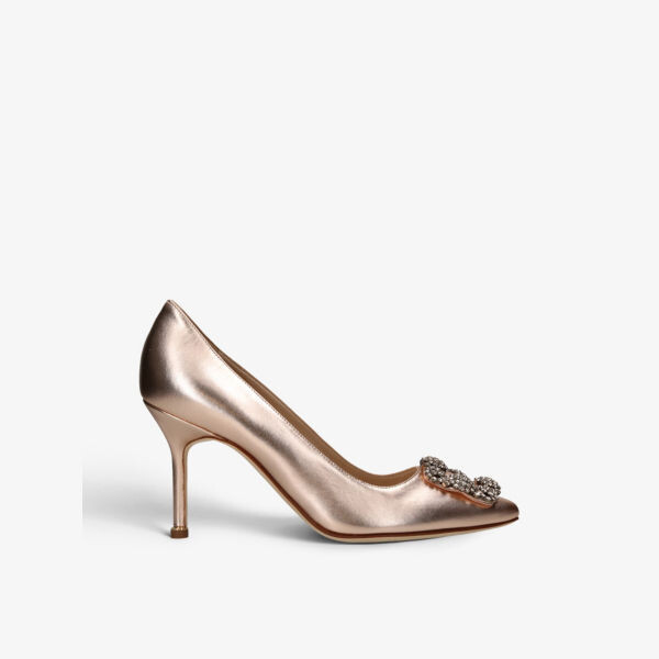 

Кожаные туфли hangisi на каблуке, украшенные кристаллами Manolo Blahnik, цвет metal comb