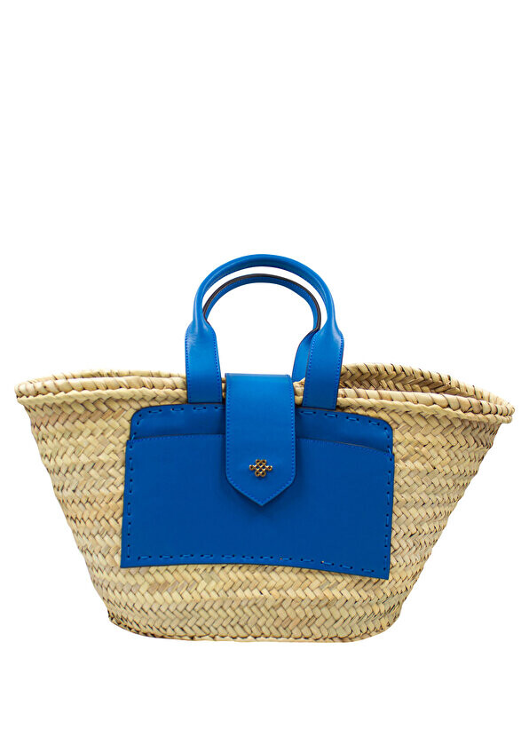 

Rhodes bag синяя женская сумка из кожи и льна с деталями LOVECAN & BAG