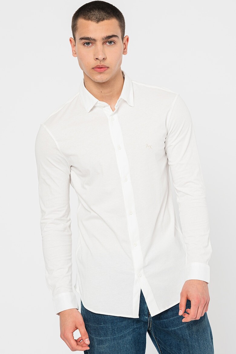 

Хлопковая рубашка стандартного кроя Armani Exchange, белый