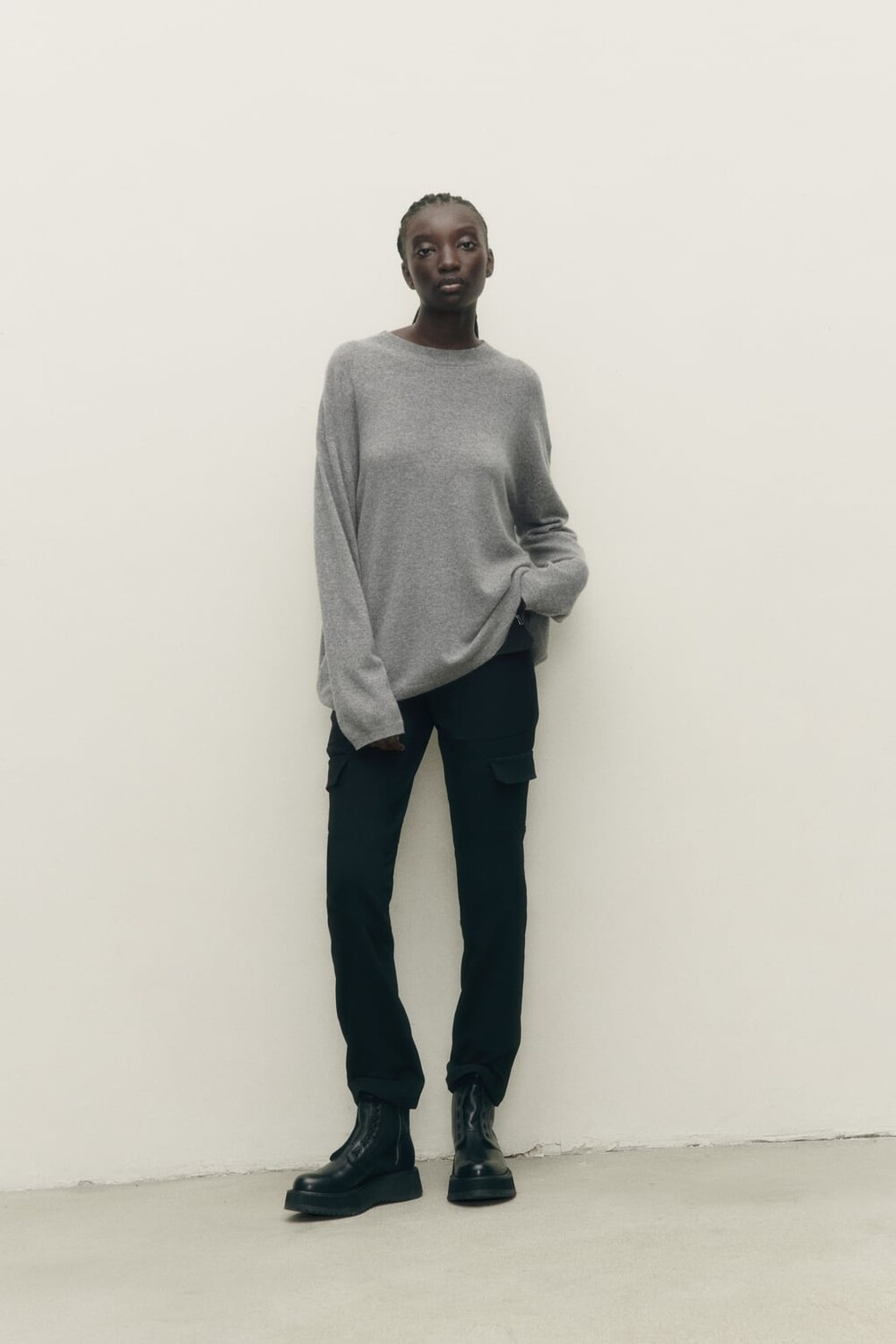 

Свитер разной вязки из смесовой шерсти ZARA, серый