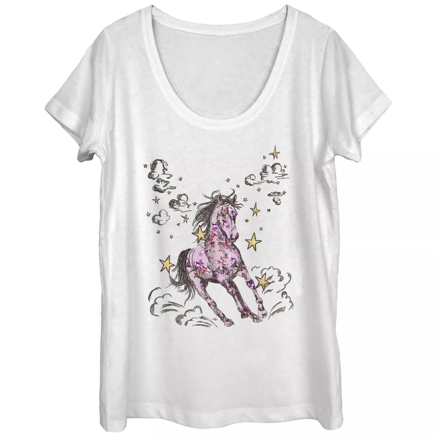 цена Детская футболка с цветочным принтом и рисунком дикой лошади