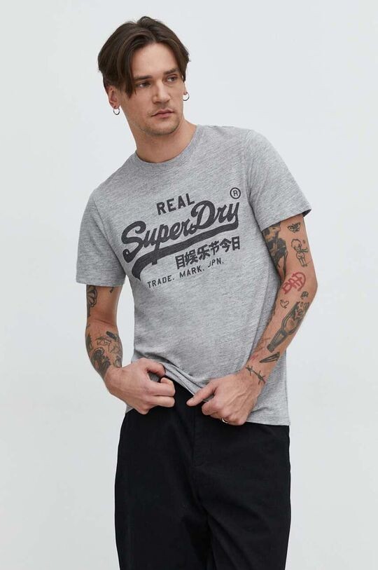 

Хлопковая футболка Superdry, серый