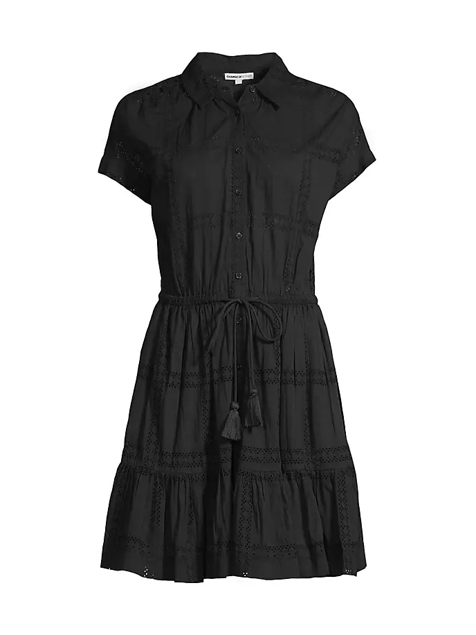 Хлопковое платье-рубашка Sarah с завязками на талии и короткими рукавами Change Of Scenery, черный