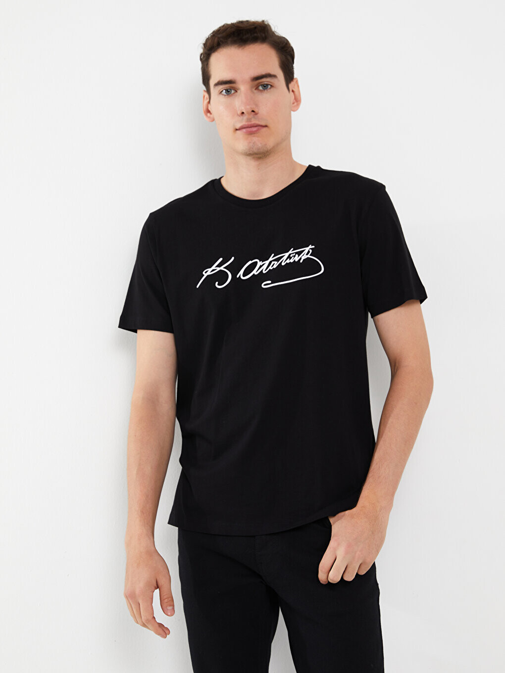 

Мужская футболка с круглым вырезом и коротким рукавом с принтом Ataturk Signature LCW Casual