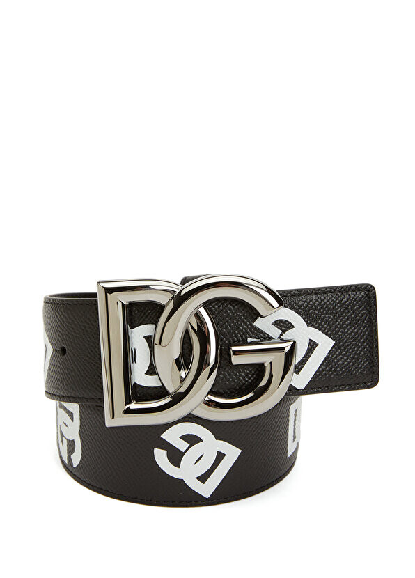 

Черный мужской кожаный ремень с логотипом Dolce&Gabbana
