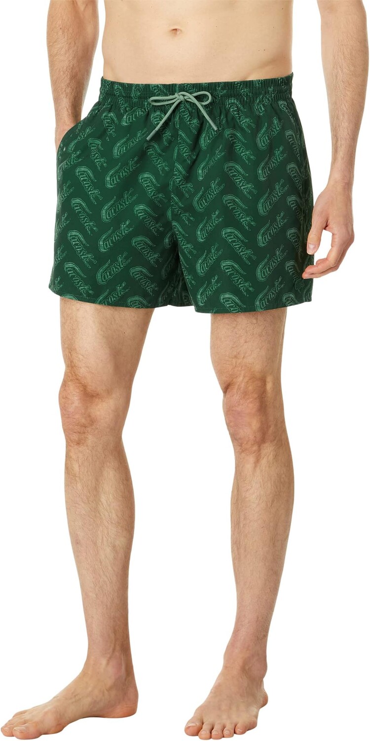 

Шорты для плавания с принтом Lacoste, цвет Green/Ash Tree