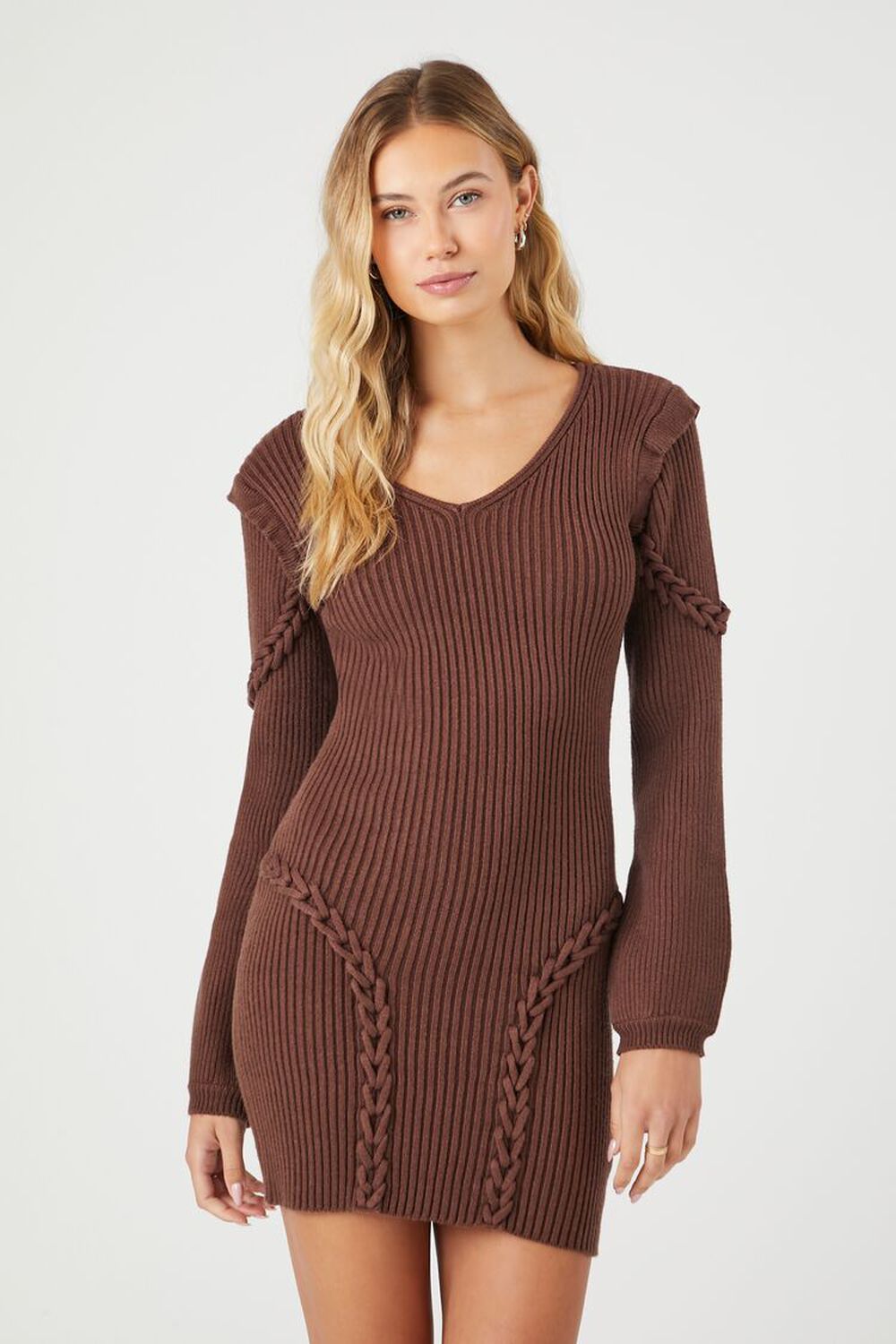 

Облегающее мини-платье-свитер Forever 21, шоколадный, Коричневый