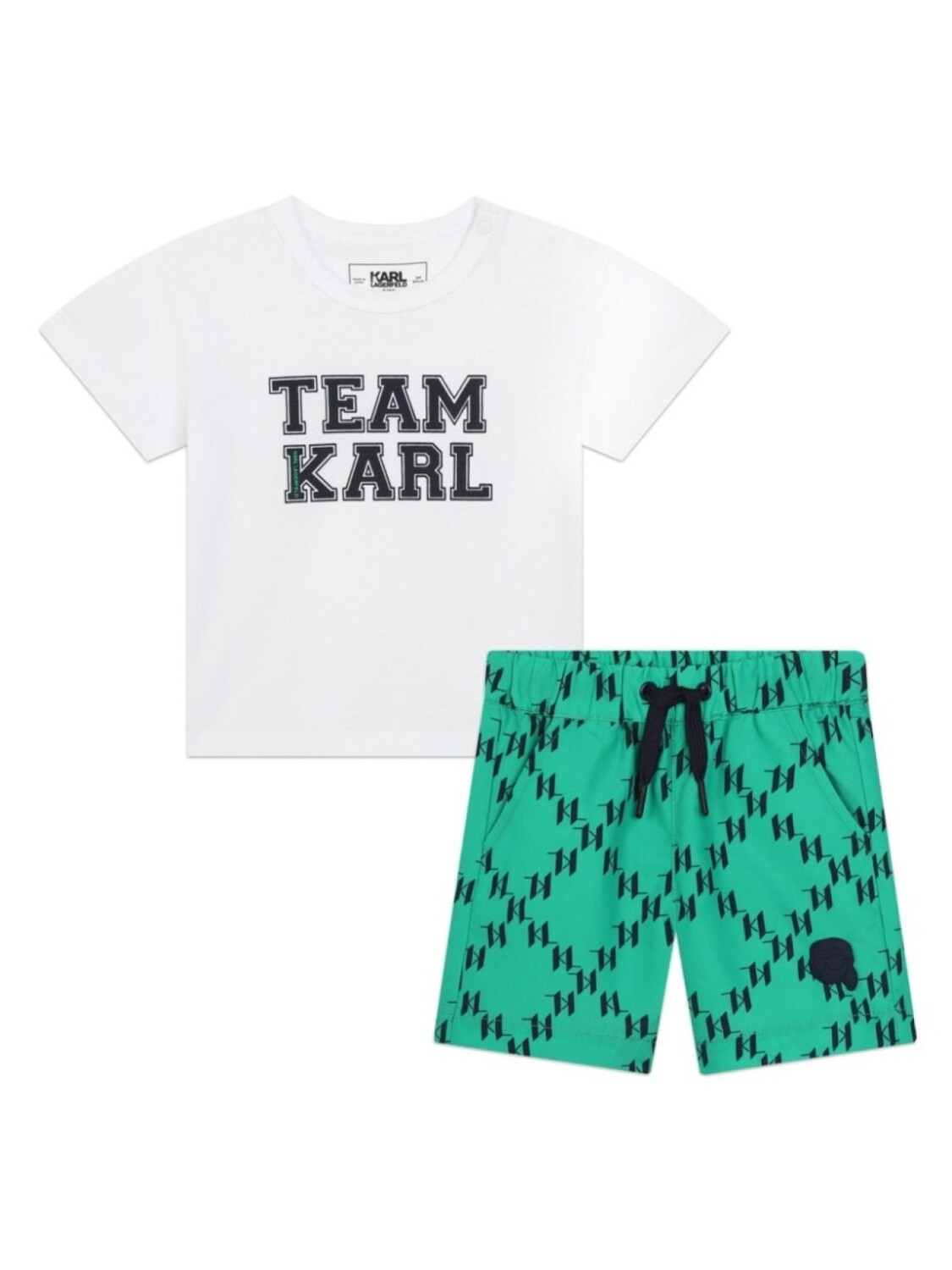 

Karl Lagerfeld Kids комплект из топа и шортов с монограммой, зеленый