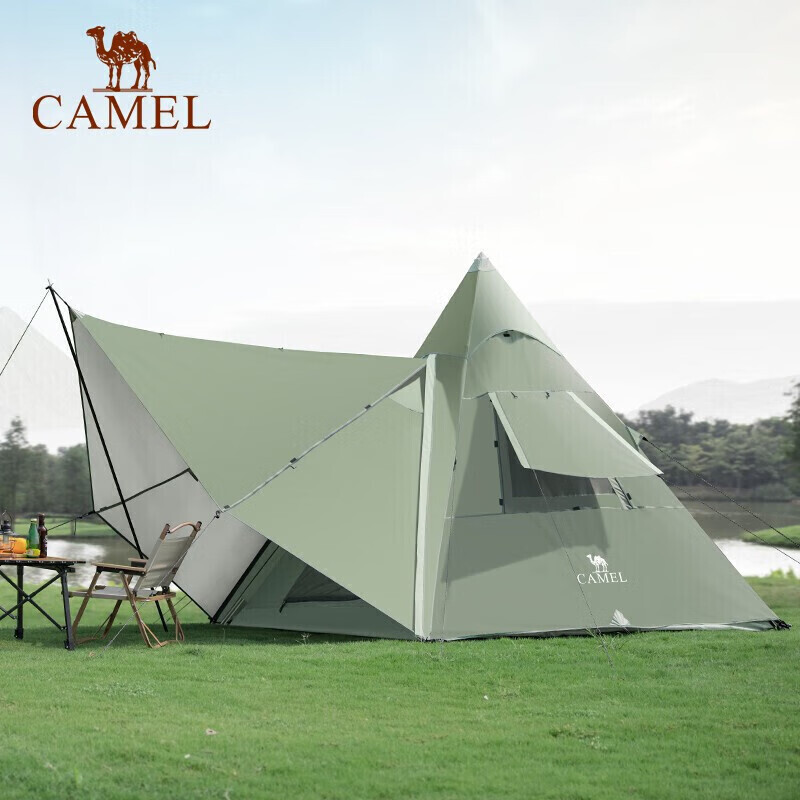 

Camel уличная пятиугольная пирамидальная палатка для кемпинга, серебряная солнцезащитная индийская палатка 1J32263754 сырного цвета