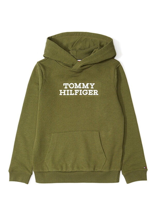 

Толстовка для мальчиков цвета хаки с капюшоном и логотипом Tommy Hilfiger