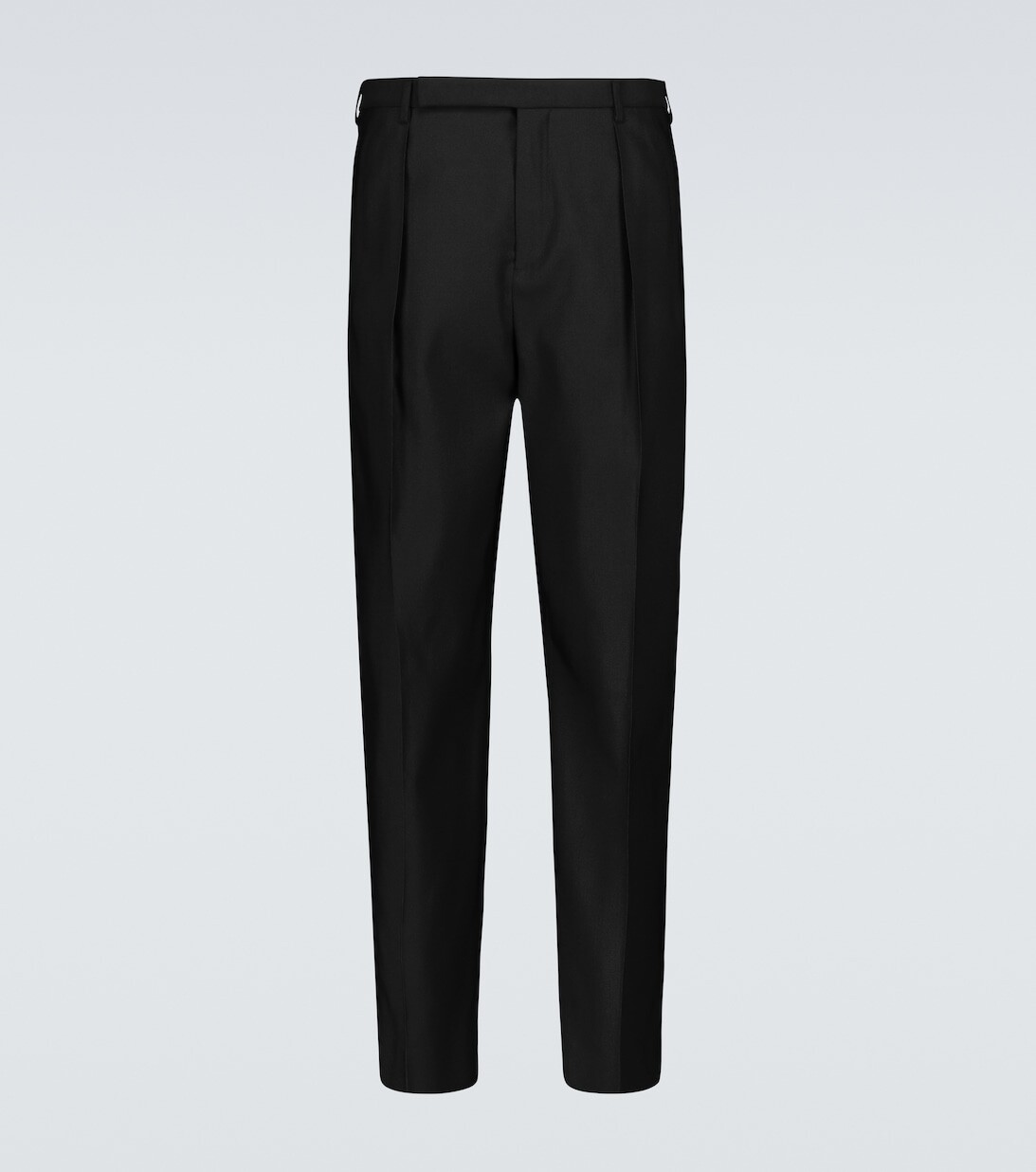 

Брюки строгого кроя из смеси шерсти и шелка Saint Laurent, черный