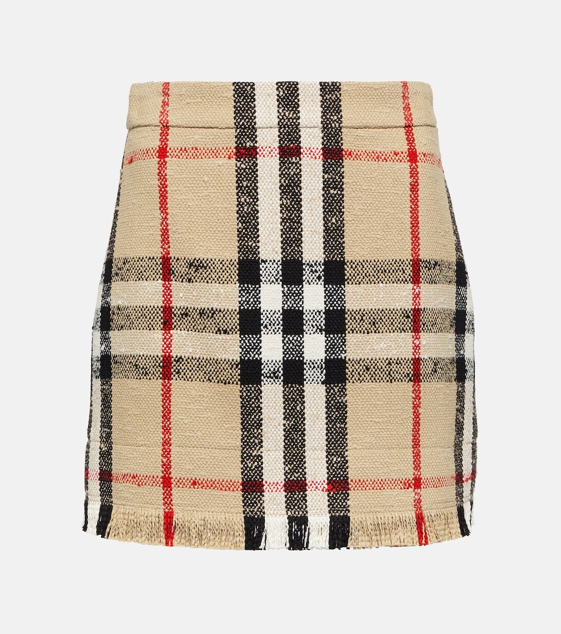 

Мини-юбка в клетку из хлопка и шерсти BURBERRY, бежевый