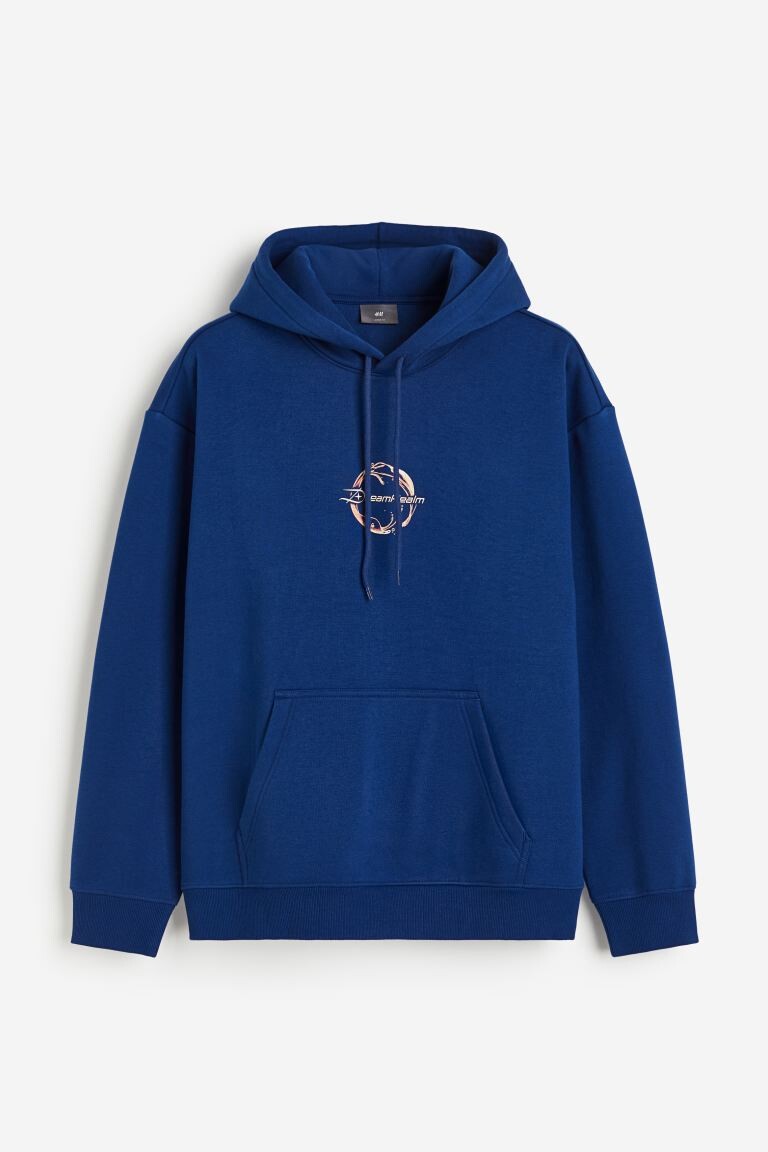 

Худи оверсайз с принтом H&M, синий