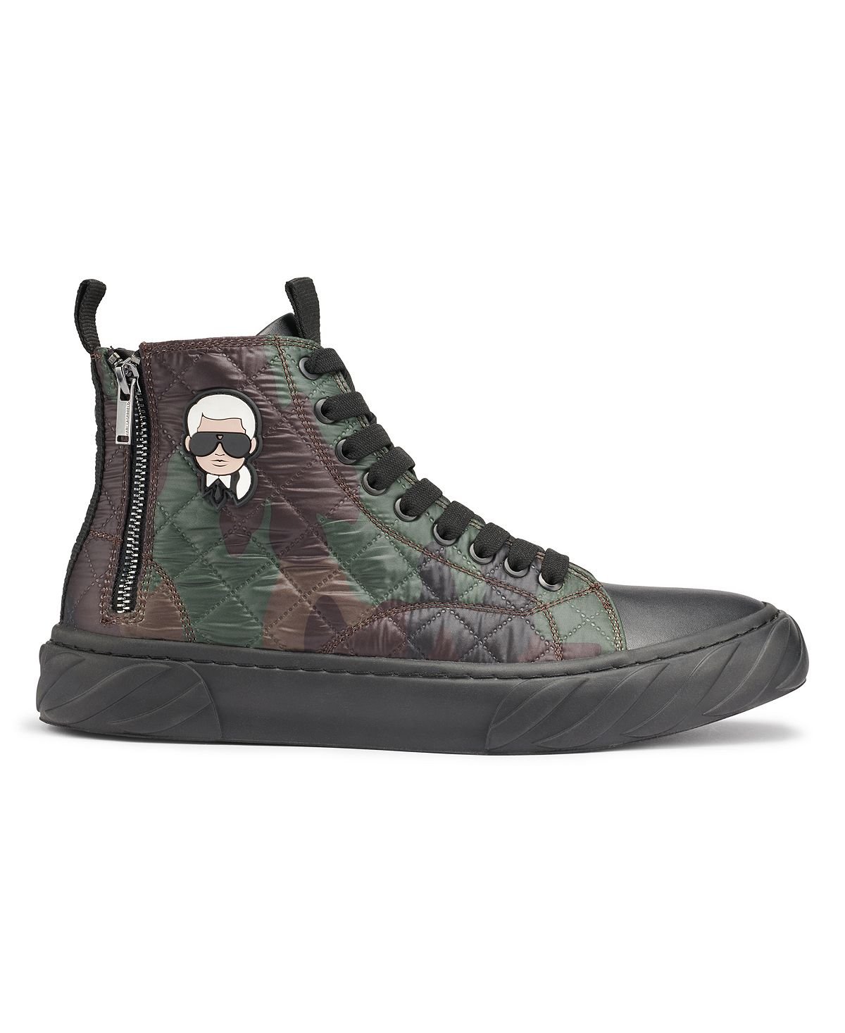 

Кроссовки Karl Lagerfeld Paris Quilted Camo Zip High Top with Karl Head Patch, темно-зеленый/черный