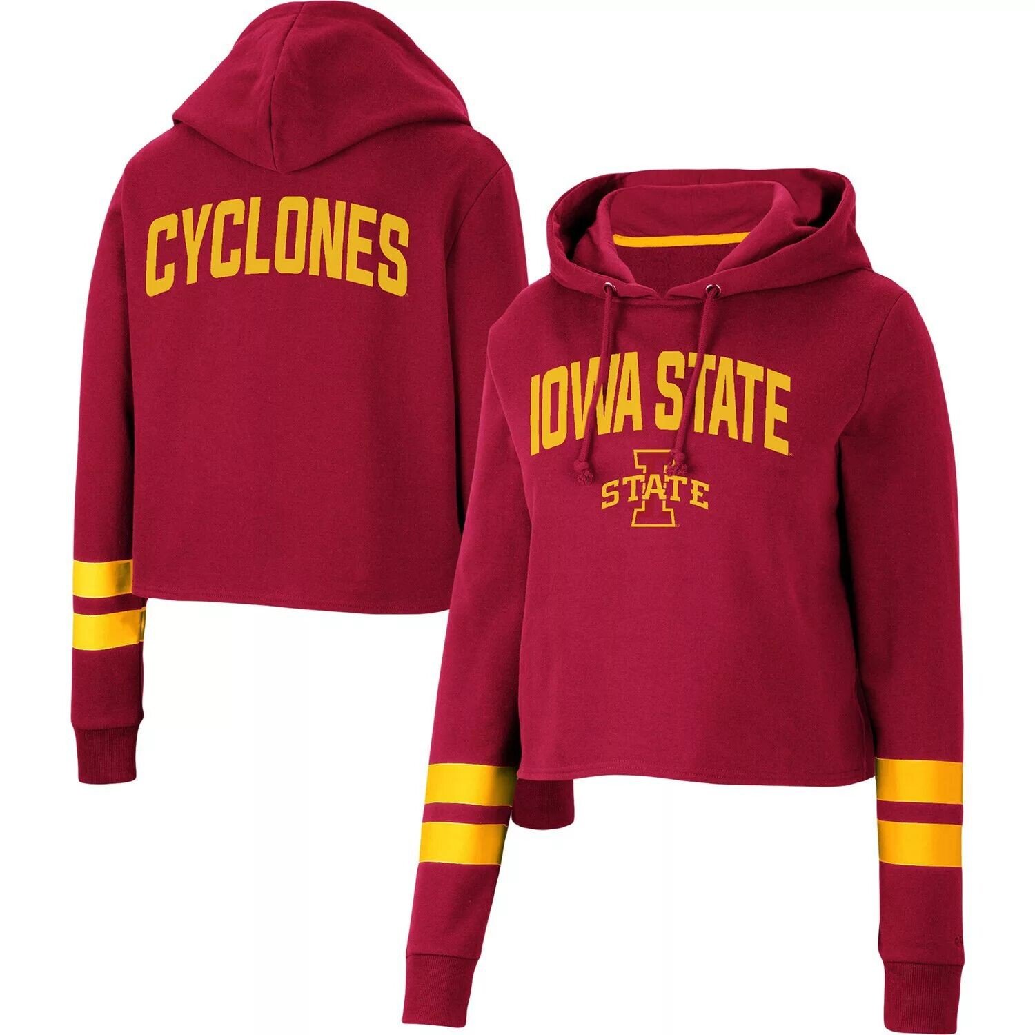 

Женский укороченный пуловер с капюшоном в полоску Colosseum Cardinal Iowa State Cyclones Colosseum