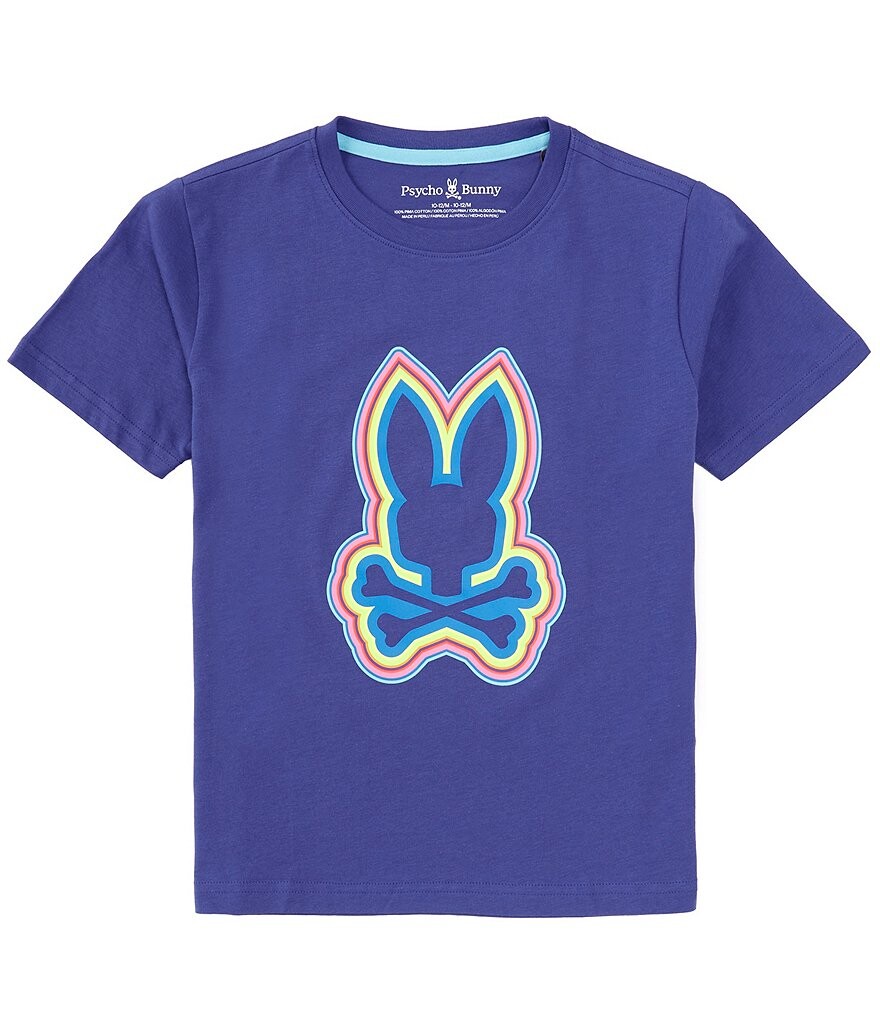 

Футболка с короткими рукавами и рисунком Maybrook для мальчиков Psycho Bunny Big Boys 7–20, синий