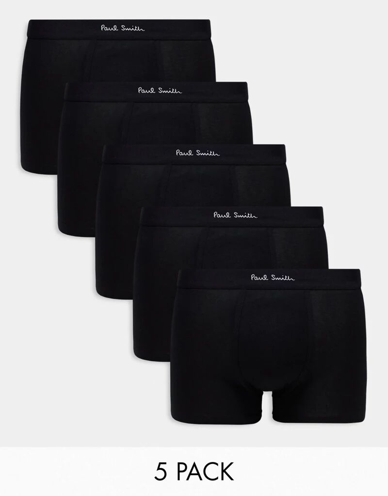 Набор из пяти черных плавок Paul Smith с логотипом на поясе PS Paul Smith набор из пяти разноцветных боксеров с фирменной полоской paul smith