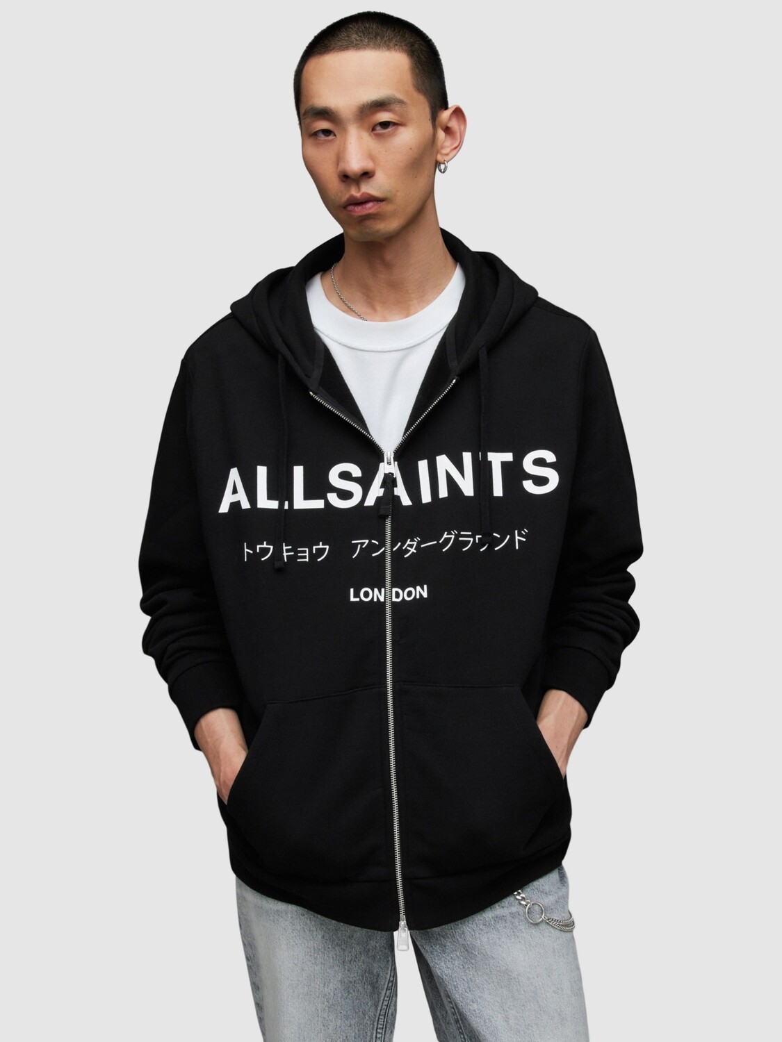 

Куртка на молнии AllSaints Underground, черная, Черный