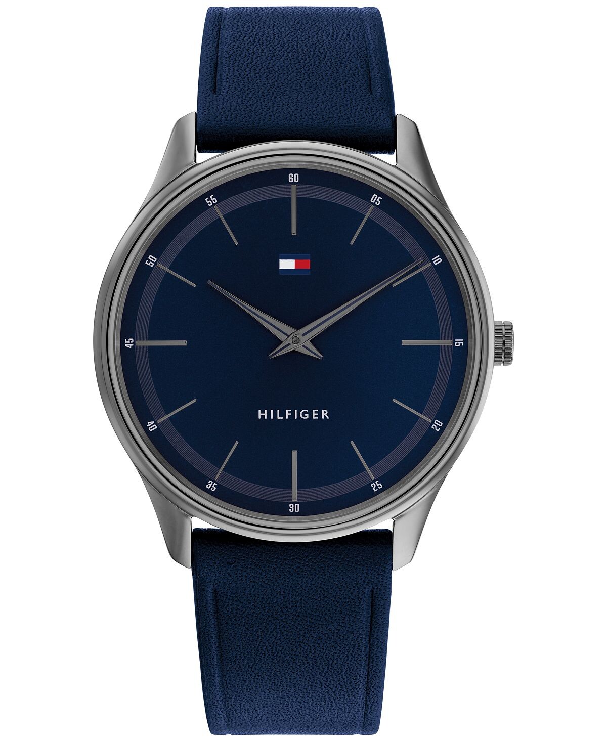 

Мужские часы с синим кожаным ремешком 40 мм Tommy Hilfiger