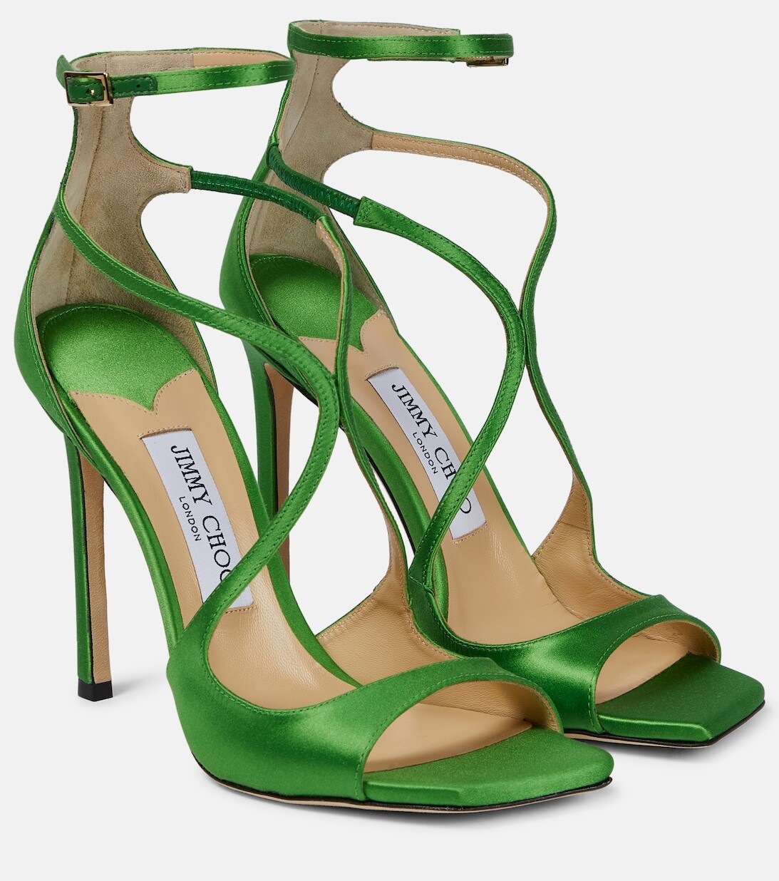 

Атласные сандалии Azia 110 Jimmy Choo, зеленый