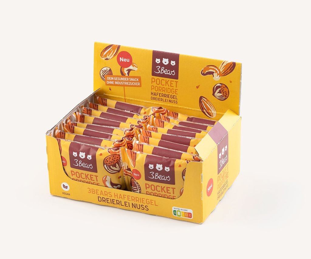 

3Bears Pocket Porridge Овсяные батончики с тройным орехом — 16 батончиков