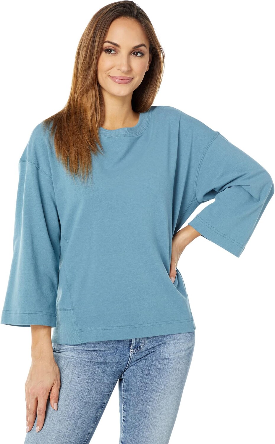 

Толстовка Washed Crew Neck Sweatshirt Three Dots, цвет Bluestone