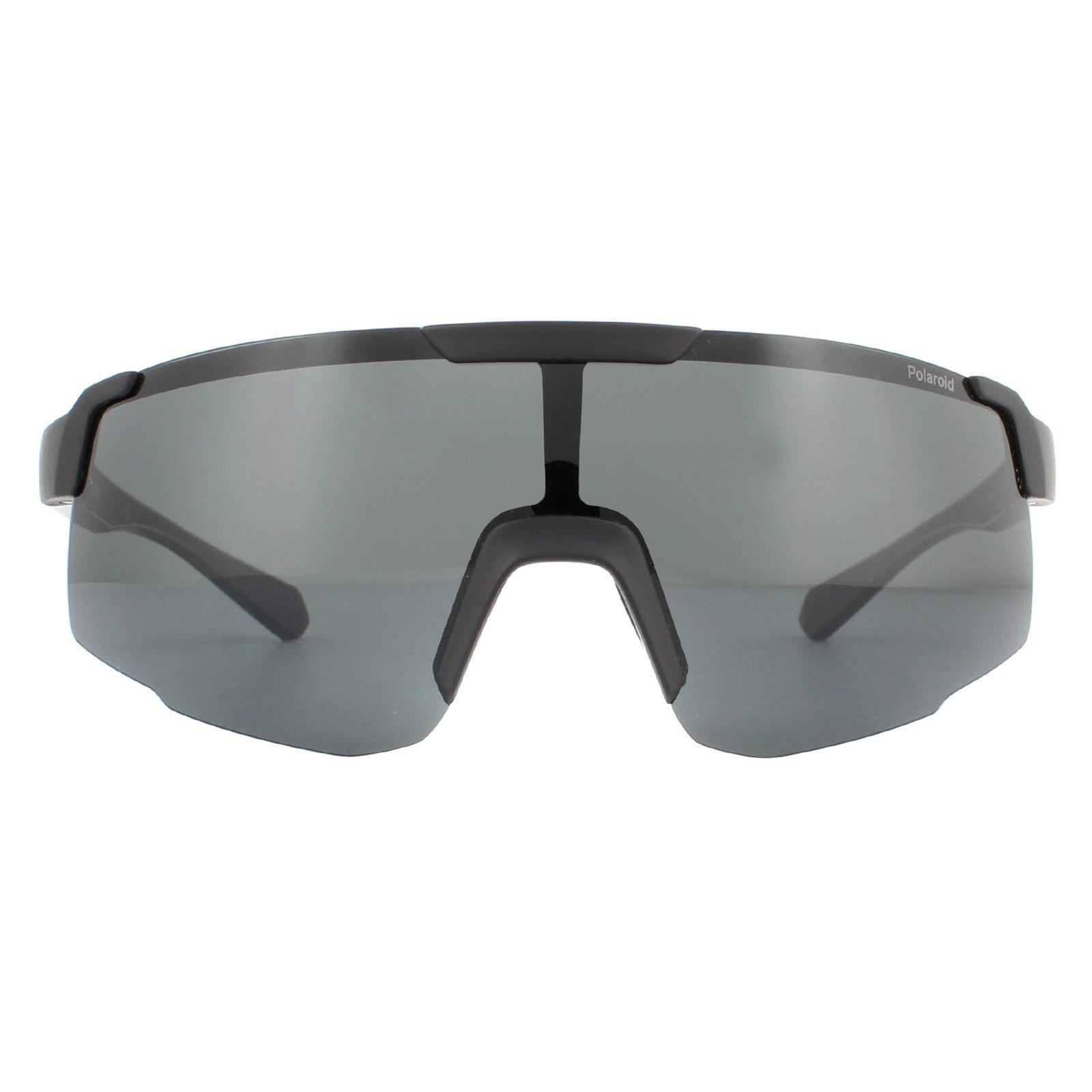 Матовые черные серые поляризованные солнцезащитные очки Sport Shield Polaroid, черный