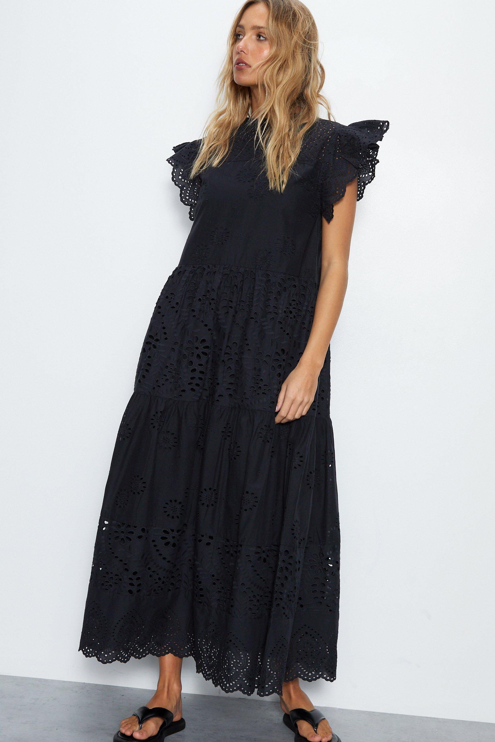 Многоярусное платье миди Broderie Warehouse, черный фото