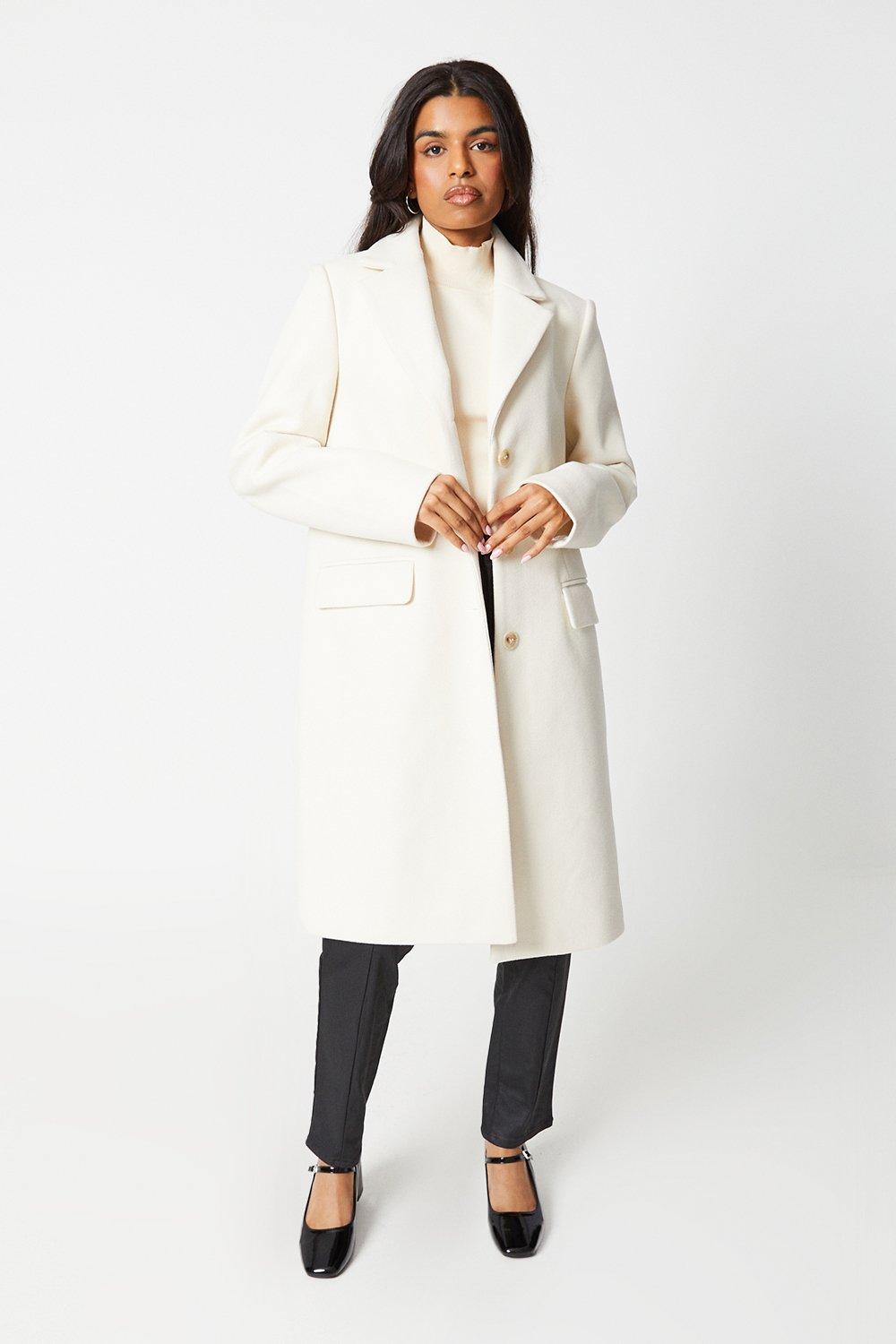 Миниатюрное приталенное пальто с расклешенной юбкой Wallis, белый