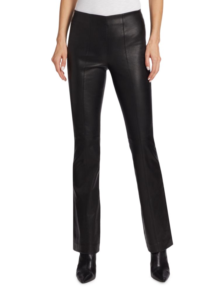 Кожаные расклешенные брюки Simone Rag & Bone, черный