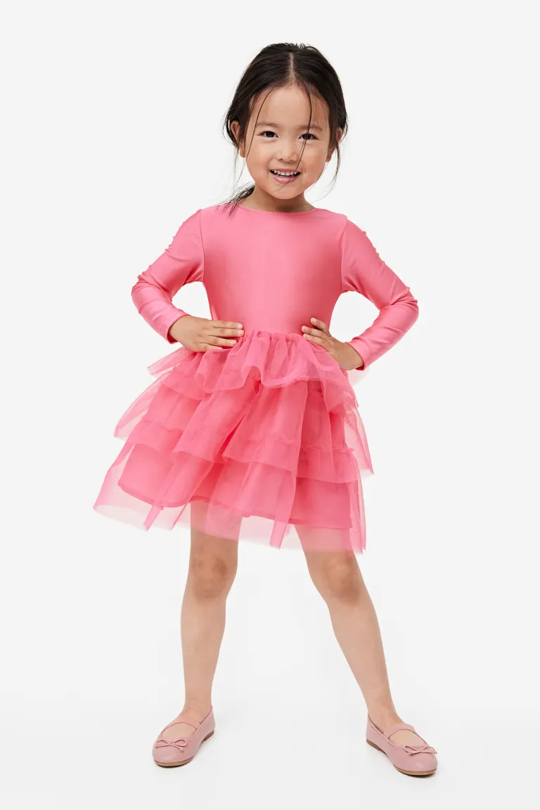 Платье с тюлевой юбкой H&M, розовый