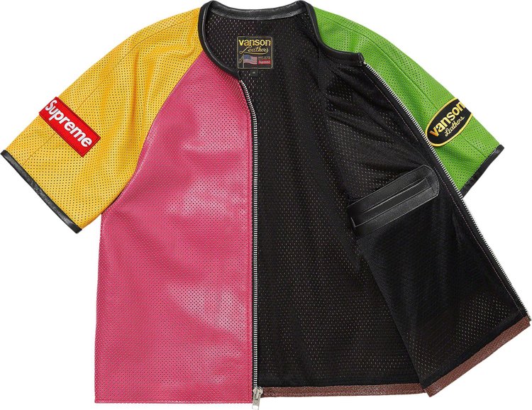 Куртка Supreme x Vanson Leathers Short-Sleeve Racing 'Multicolor', разноцветный