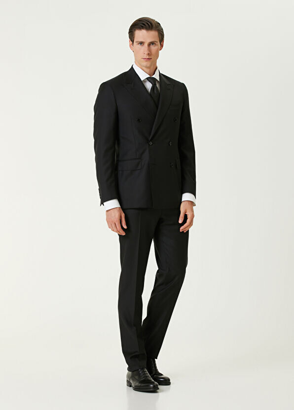 

Двубортный шерстяной костюм Canali, черный